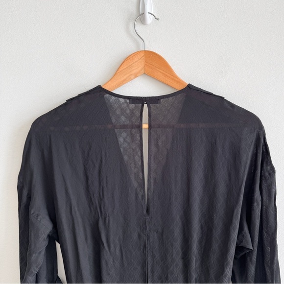 SANDRO • OBI Wrap-Effect Checked Voile Mini Dress in Black - Picture 11 of 16